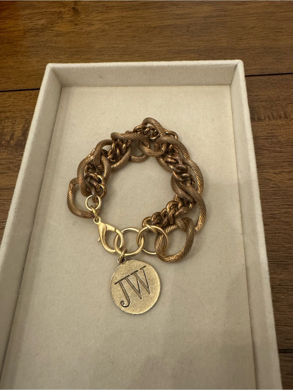 John Wind Vintage Gold-Tone Chunky Chain Bracelet with Pendant